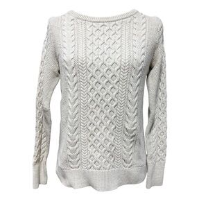 Gap Cable Knit Sweater Size M Oatmeal Fisherman Cotton Classic Holiday Neutral